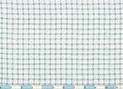 Green White Check - Red Center Fabric
